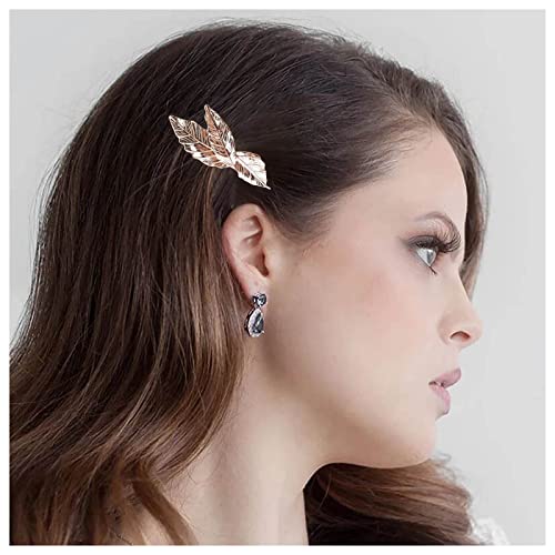 Inilbran Vintage Blatt Haarspangen Haarspangen Blattgold Haarspangen Blattspange Kopfclips Zweigblatt Haarnadelclip Französische Kopfbedeckung Dekorativer Haarschmuck für Frauen Kopfschmuck von Inilbran