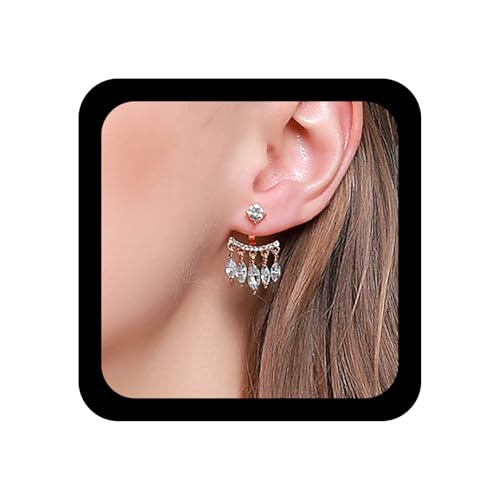 Inilbran Vintage Cz Ohrmuschel Ohrringe Kristall Jacken Ohrstecker Ohrringe Strass Tassel Vorne Hinten Ohrstecker Ohrringe Baumeln Blatt Ohrringe Schmuck Für Frauen Und Mädchen von Inilbran