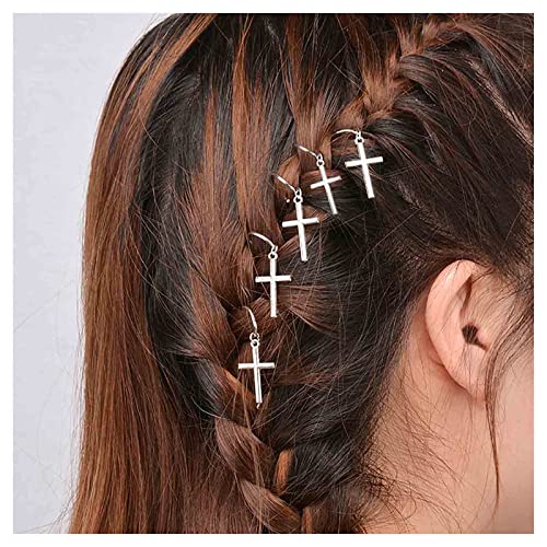 Inilbran Vintage Kreuz Dreadlocks Haar Ringe Silber Kreuz Anhänger Haar Zopf Ringe Winzige Kreuz Dreadlocks Ring Haar Zopf Dekorative Dreadlocks Kopfbedeckung Haarschmuck Für Frauen Und Mädchen von Inilbran