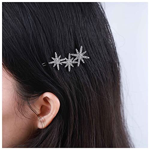 Inilbran Vintage Kristall Stern Haarspange Silber Kristall Hochzeit Haarspange Vintage Cz Stern Haarnadel Barrette Glitzernde Cz Haarnadeln Haarspange Dekorative Bobby Pins Kristall Hochzeit von Inilbran