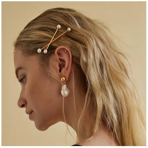 Inilbran Vintage Perle Haarspange Perle Haarnadel Französisch Bobby Pins Dekorative Hochzeit Braut Haar Zubehör Für Frauen Kopfschmuck（Perle） von Inilbran