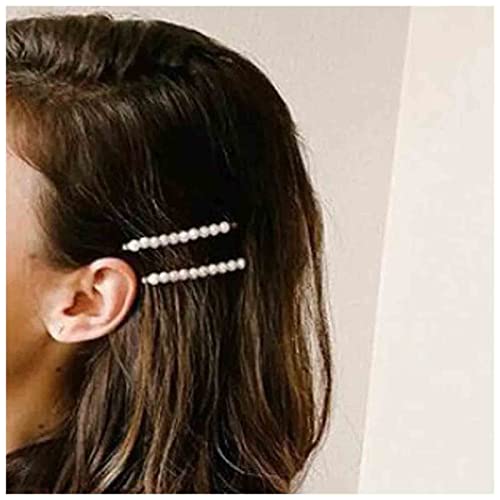 Inilbran Vintage Perle Hochzeit Haarnadel Clip Silber Perle Haarspange Clip Französische Perle Haarspange Haarnadel Dekorative Bobby Pins Perlenkopf Clip Haarschmuck für Frauen und Mädchen 2 Stück von Inilbran