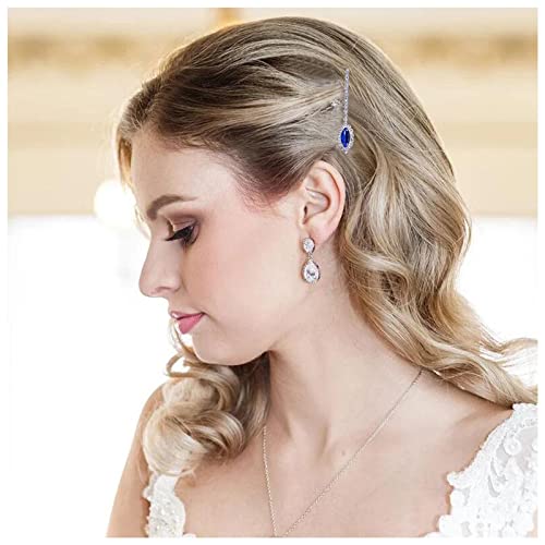 Inilbran Vintage Saphir Kristall Haarspange Barrettes Blau Kristall Hochzeit Haarspange Vintage Strass Haarnadel Barrette Bling Cz Haarnadeln Haarspange Bobby Pins Braut Haarschmuck(style A) von Inilbran