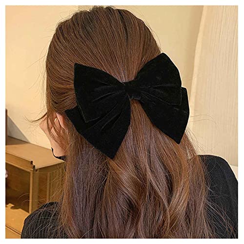 Inilbran Vintage Satinschleife Haarspangen Große Samtschleife Haarspangen Winterband Schleife Haarspange Haarspange Französische Schleife Haarspange Dekorativer Haarschmuck für Frauen(Schwarz 2) von Inilbran