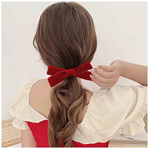 Inilbran Vintage Satinschleife Haarspangen Roter Samt Schleife Haarspangen Haarspange Winterband Schleife Haarspange Haarspange Französische Schleife Haarspange Dekorativer Haarschmuck für Frauen von Inilbran