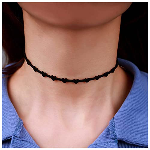 Inilbran Vintage Schwarz Satin Choker Halskette Schwarz Samt Band Choker Halskette Liebe Herz Kragen Halskette Boho Schwarz Herz Halskette Schmuck Für Frauen Und Mädchen von Inilbran