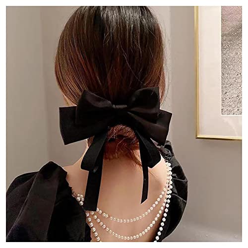 Inilbran Vintage Seidenschleife Haarspangen Schwarze Schleife Haarspangen Französische Seide Haarspange Haarspange Retro Schleife Haarschmuck Französische Schleife Clip Kopfschmuck für Frauen von Inilbran