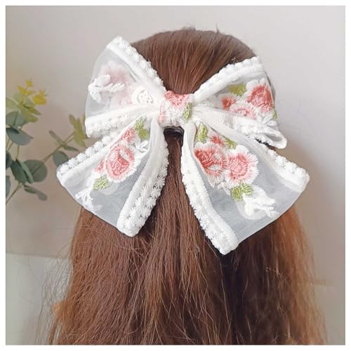Inilbran Vintage Spitze Bogen Haar Haarspangen Vintage Spitze Band Bogen Haarspangen Große Tüll Bogen Barrettes Spitze Blume Französisch Bowknot Haarspange Haarschmuck Für Frauen Kopfschmuck Stil C） von Inilbran