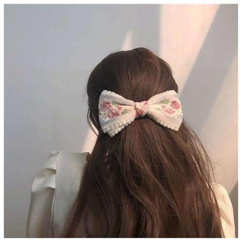 Inilbran Vintage Spitze Bogen Haarspangen Vintage Spitze Band Bogen Haarspangen Große Tüll Bogen Spangen Spitze Blume Französisch Bowknot Haarspange Haarschmuck Für Frauen Kopfschmuck（style A） von Inilbran