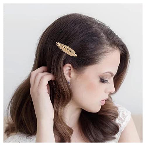 Inilbran Vintage Strass Blatt Haarspangen Französisch Kristall Haarspange Gold Cz Kristall Haarspange Kopf Clips Sparkly Cz Blatt Haarspange Dekorative Kopfbedeckung Kristall Hochzeit Kopfschmuck von Inilbran