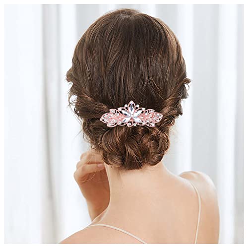 Inilbran Vintage Strass Haarspange Gold Cz Kristall Haarspangen Gold Kristall Blume Haarspange Kopf Clips Sparkly Cz Hochzeit Haarspange Dekorative Kopfbedeckung Braut Haarschmuck für Frauen von Inilbran