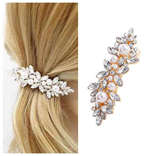 Inilbran Vintage Strass Haarspange Gold Cz Perle Haarspangen Perlenspange Kopfspangen Kristallperle Haarspange Dekorative Kopfbedeckung Kristall Hochzeit Kopfbedeckungen Haarschmuck für Frauen von Inilbran