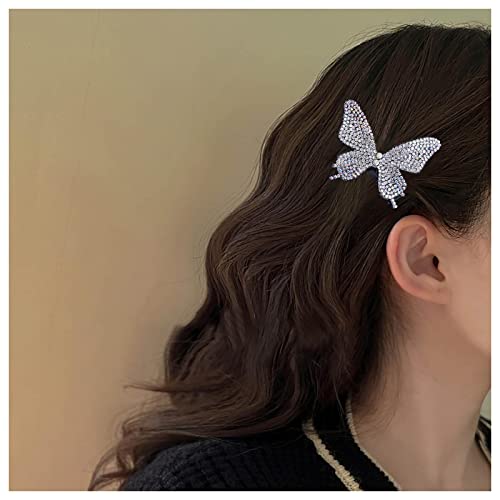 Inilbran Vintage Strass Schmetterling Kopf Clip Silber Kristall Schmetterling Haarspange Barrette Glänzend Kristall Schmetterling Haarnadel Clip Bunt Cz 3d Schmetterling Kopf Clip Haar Dekorative von Inilbran