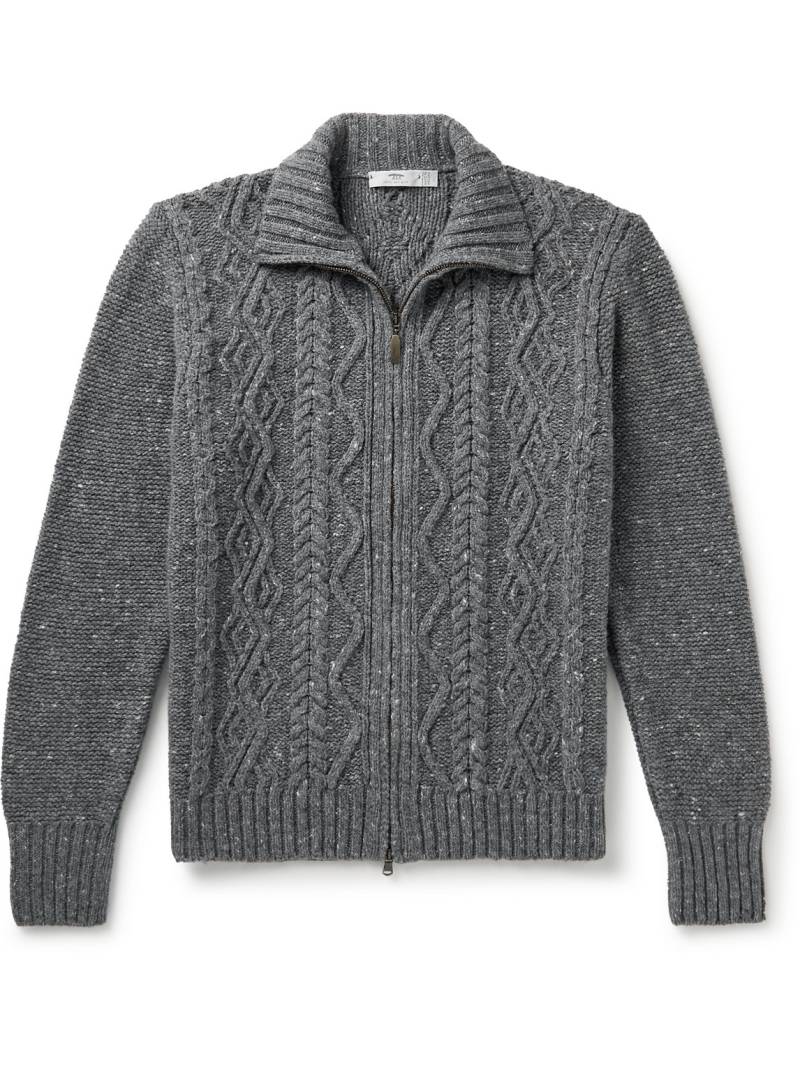 Inis Meáin - Cable-Knit Merino Wool and Cashmere-Blend Zip-Up Cardigan - Men - Gray - XXL von Inis Meáin