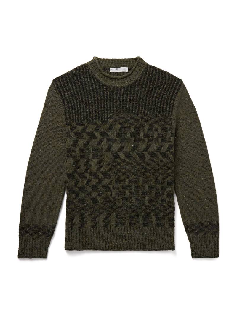 Inis Meáin - Claiochai Merino Wool and Cashmere-Blend Jacquard Sweater - Men - Green - XXL von Inis Meáin