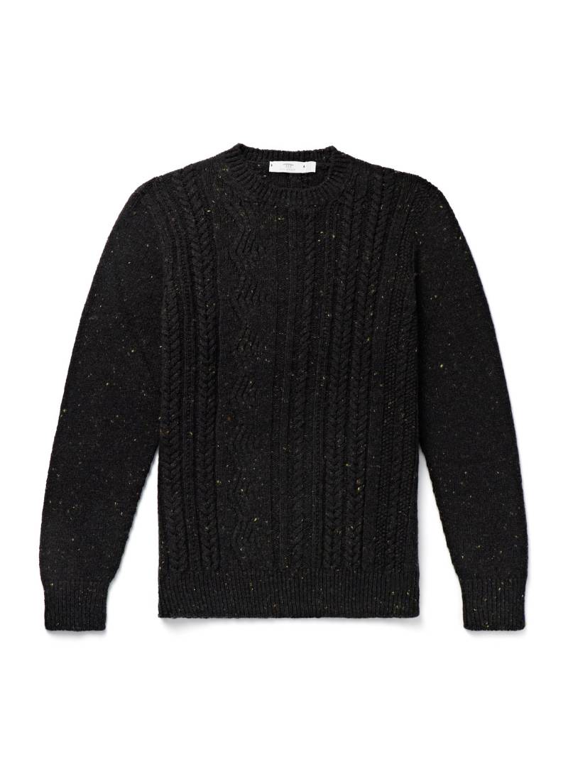 Inis Meáin - Ridges Slim-Fit Cable-Knit Merino Wool and Cashmere-Blend Aran Sweater - Men - Black - L von Inis Meáin