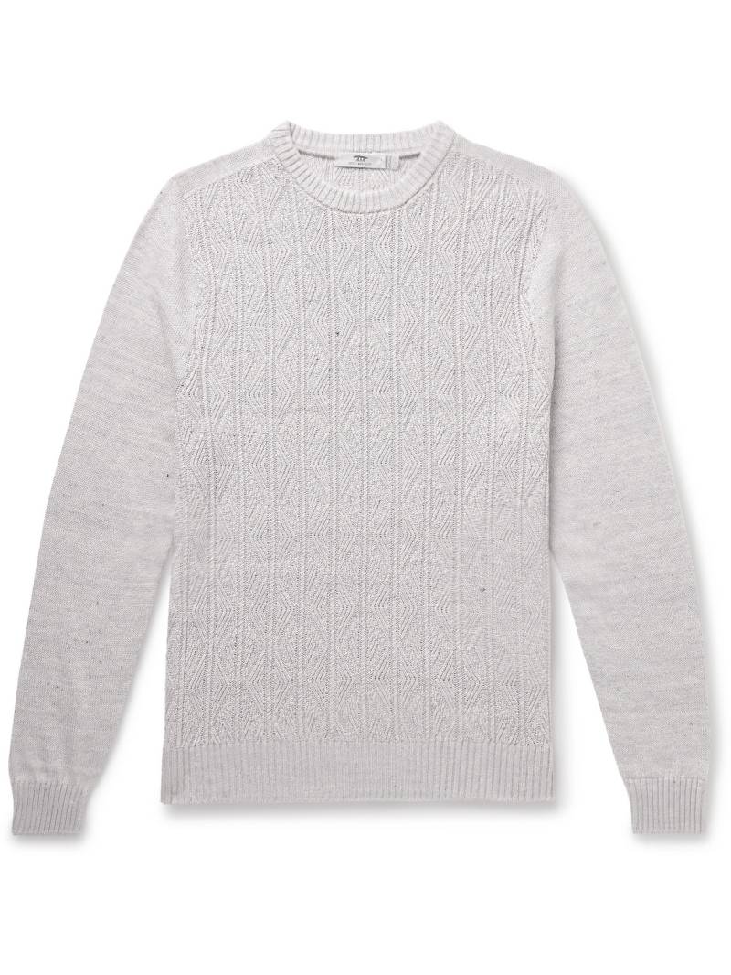 Inis Meáin - Slim-Fit Cable-Knit Linen, Cashmere, Silk and Cotton-Blend Sweater - Men - Gray - L von Inis Meáin