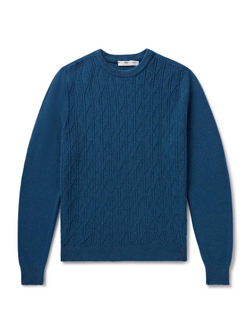 Inis Meáin - Slim-Fit Cable-Knit Merino Wool and Cashmere-Blend Sweater - Men - Blue - L von Inis Meáin