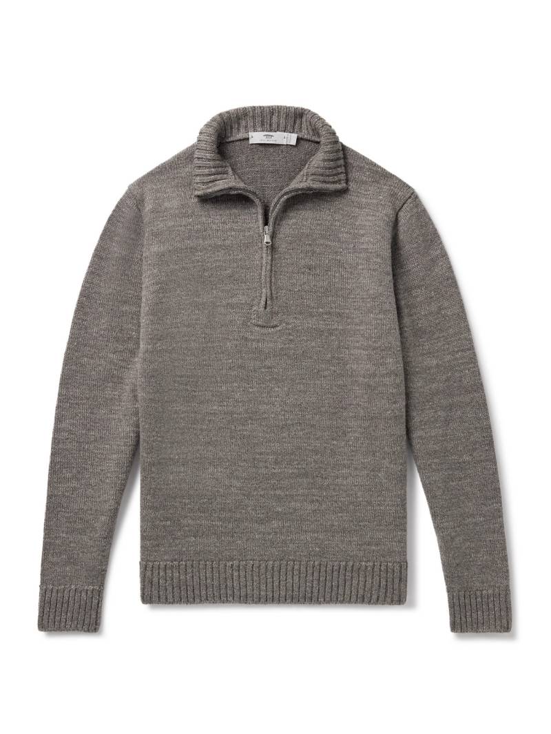Inis Meáin - Wool and Linen-Blend Half-Zip Sweater - Men - Brown - XXL von Inis Meáin