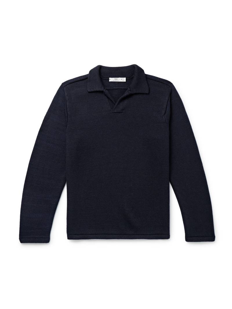 Inis Meáin - Wool and Linen-Blend Polo Shirt - Men - Blue - L von Inis Meáin