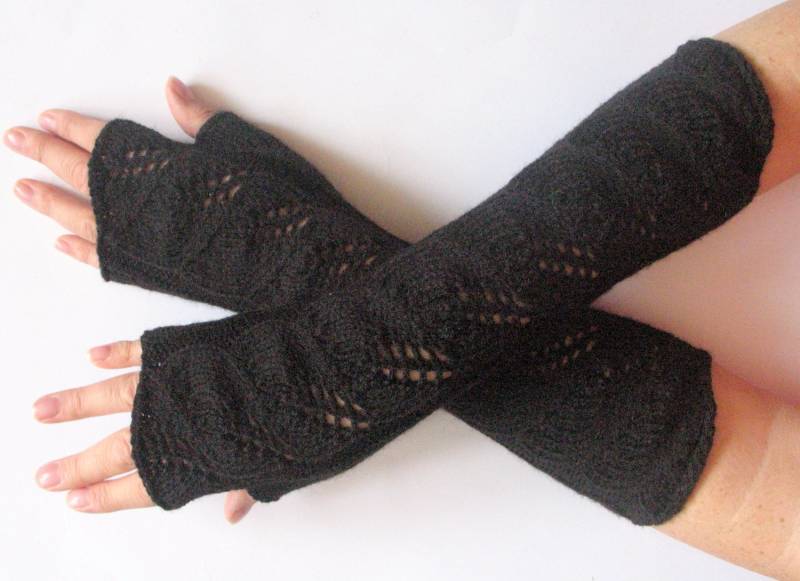 Fingerlose Handschuhe Lange Strick Armstulpen Wolle Grobstrick Pulswärmer von Initasworks