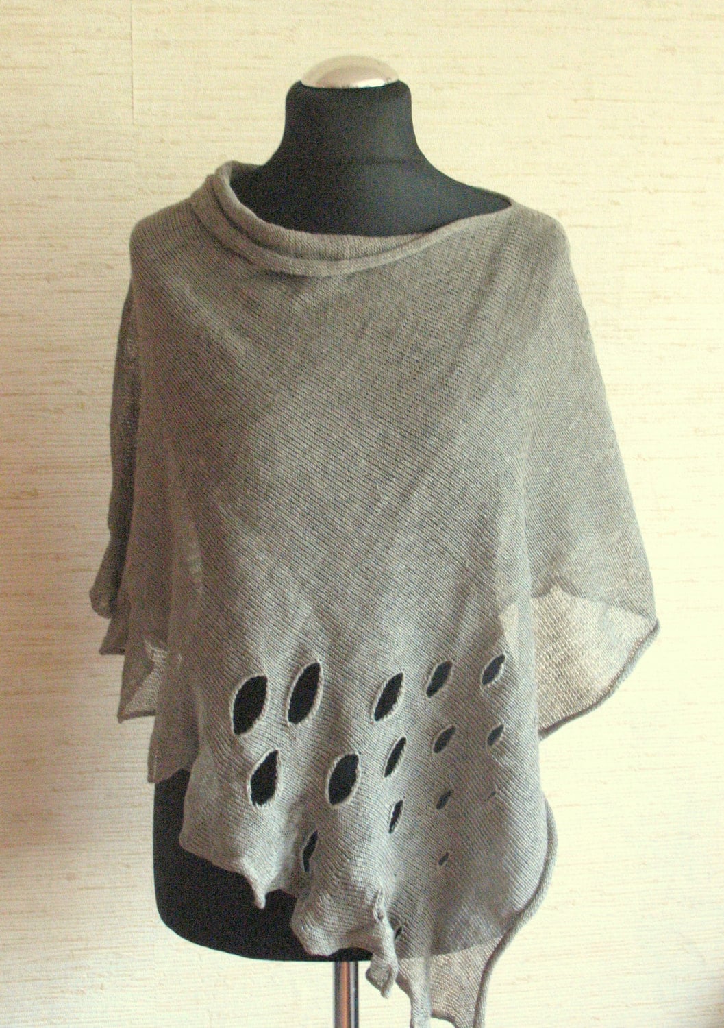 Leinen Tuch Cape Kleidung Natur Grau Für Frauen von Initasworks