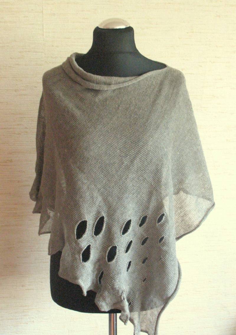 Leinen Tuch Cape Kleidung Natur Grau Für Frauen von Initasworks