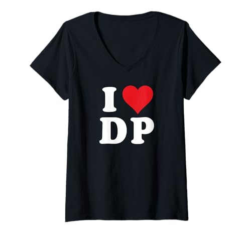 Damen I Heart DP Initials I Love D.P. First And Last Name D P T-Shirt mit V-Ausschnitt Damen I Heart DP Initials I Love D.P. First And Last Name D P T-Shirt mit V-Ausschnitt von Initial Names Monogram Clothes Apparel