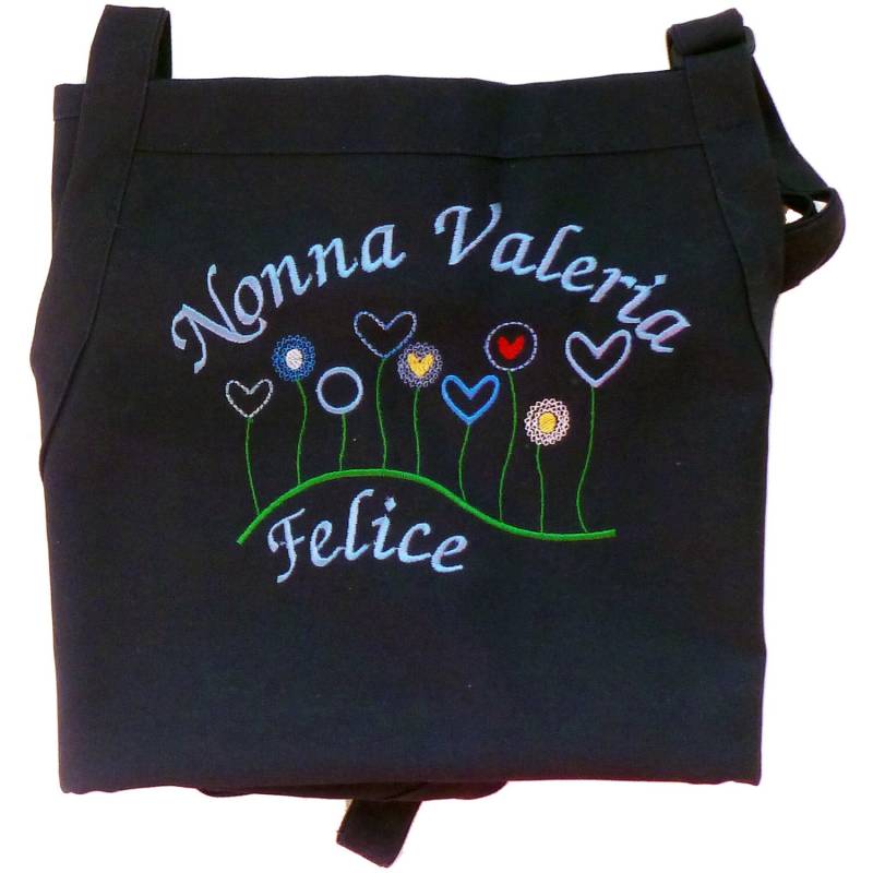 Blumengarten Gestickte Marine Schürze Individuell Bestickt Und Personalisiert von InitialImpressions