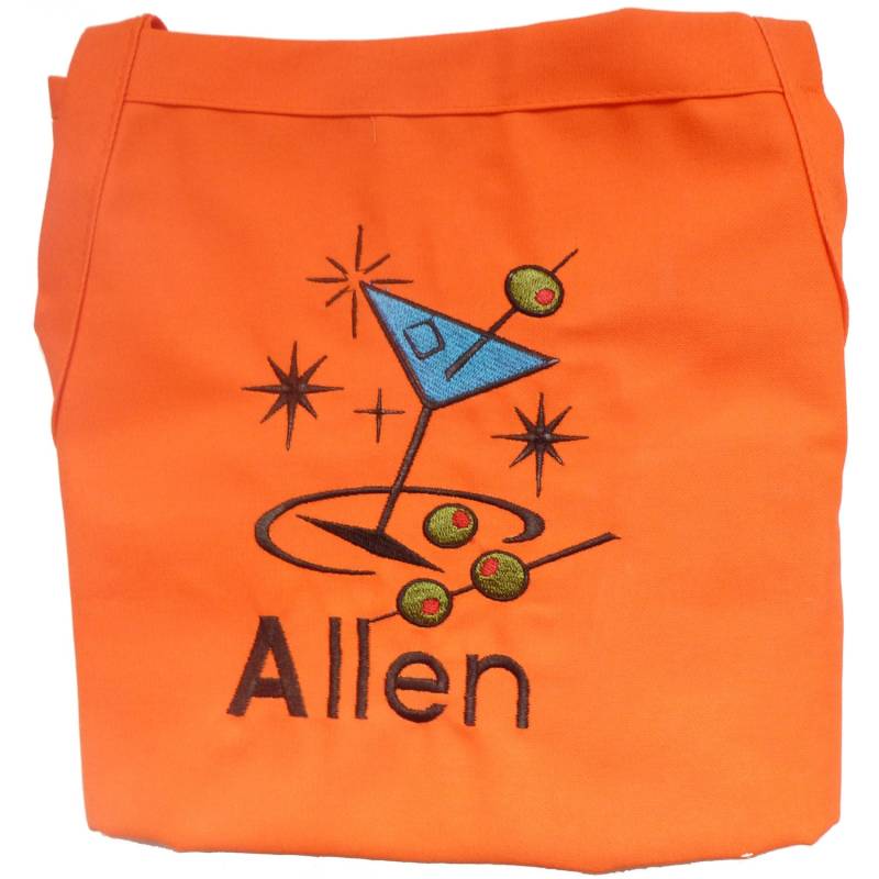 Retro Personalisierte Bestickte Schürze - Ihre Farbwahl von InitialImpressions