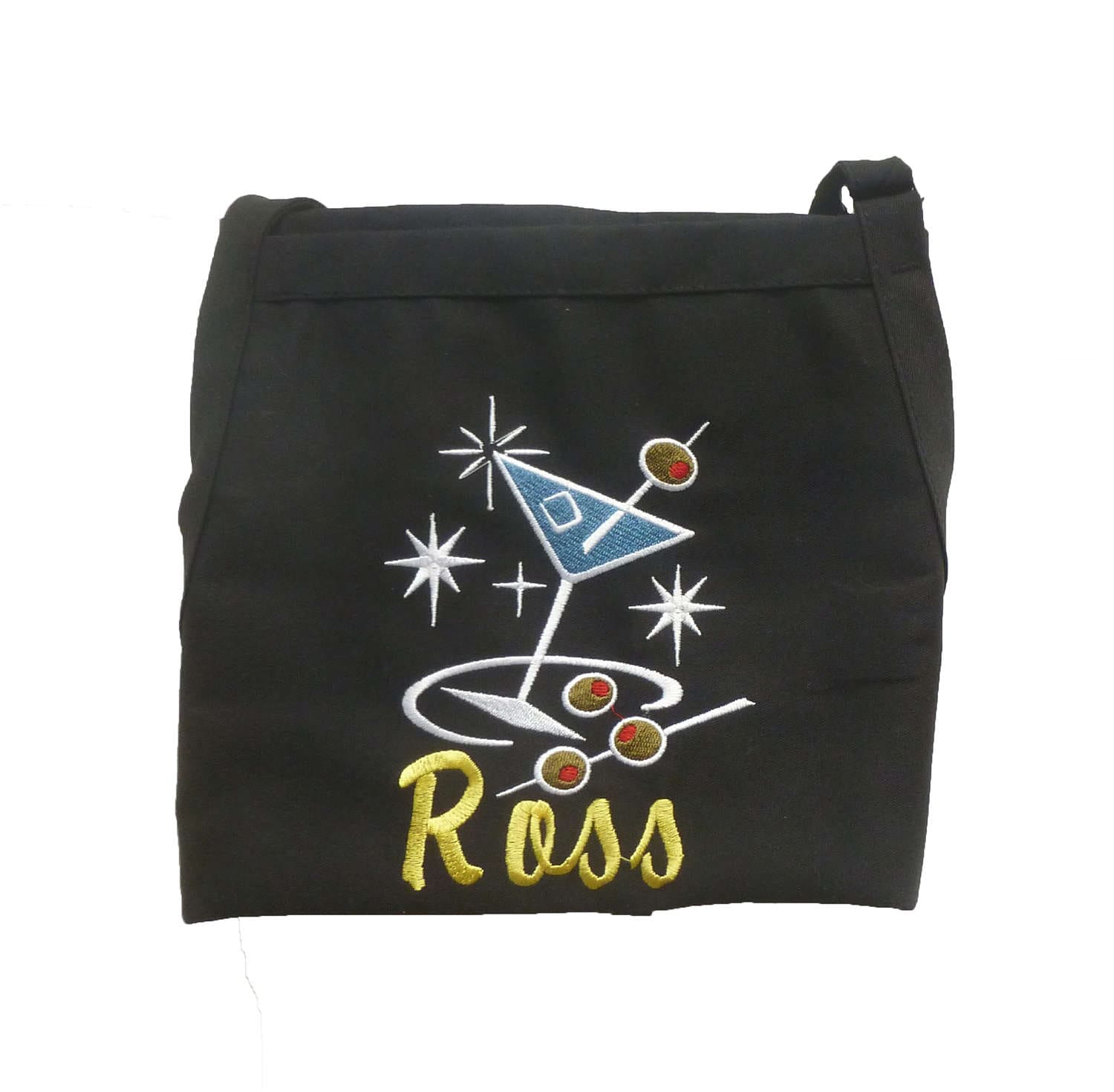 Retro Personalisierte Bestickte Schürze Mit Martini - Ihre Farbwahl von InitialImpressions