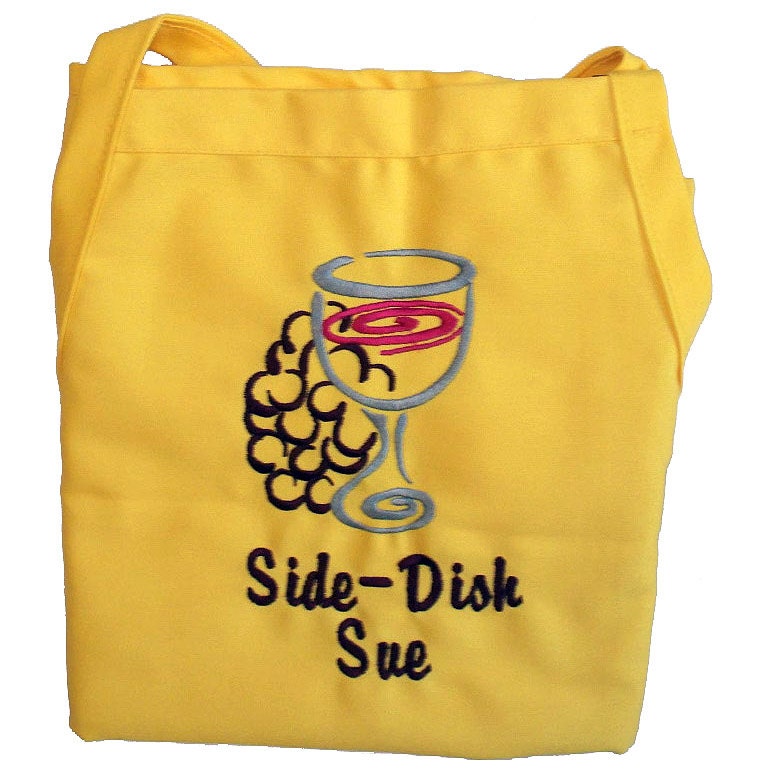 Weinmotiv Auf Personalisierter Bestickter Schürze - Ihre Farbwahl von InitialImpressions