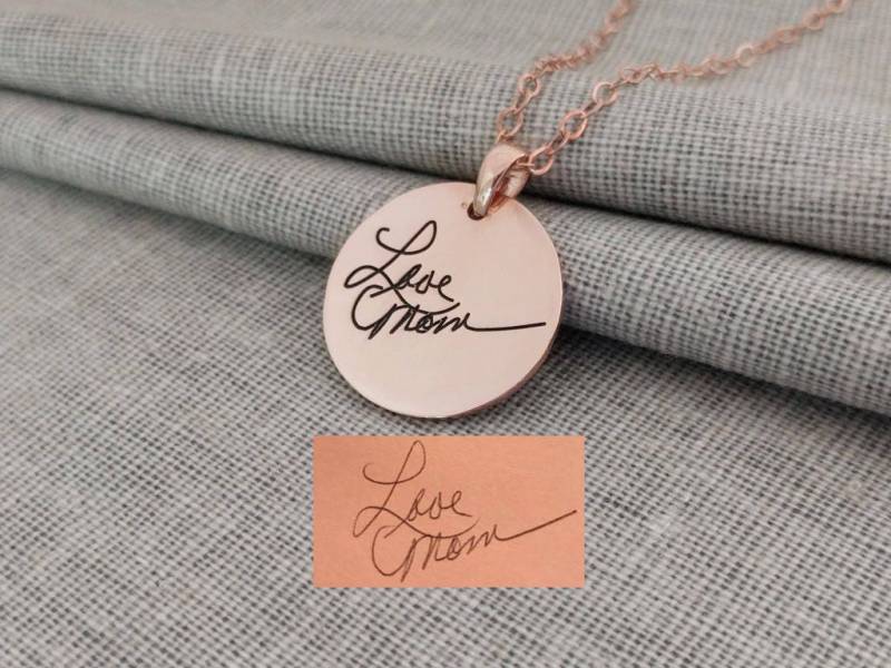 Benutzerdefinierte Handschrift Halskette, Personalisierte Unterschrift Rosegold Handgeschriebener Erinnerungsschmuck, Schmuck, Geschenk Zum Abschluss Benutzerdefinierte Handschrift Halskette, Personalisierte Unterschrift Rosegold Handgeschriebener Erinnerungsschmuck, Schmuck, Geschenk Zum Abschluss von InitialNecklaces