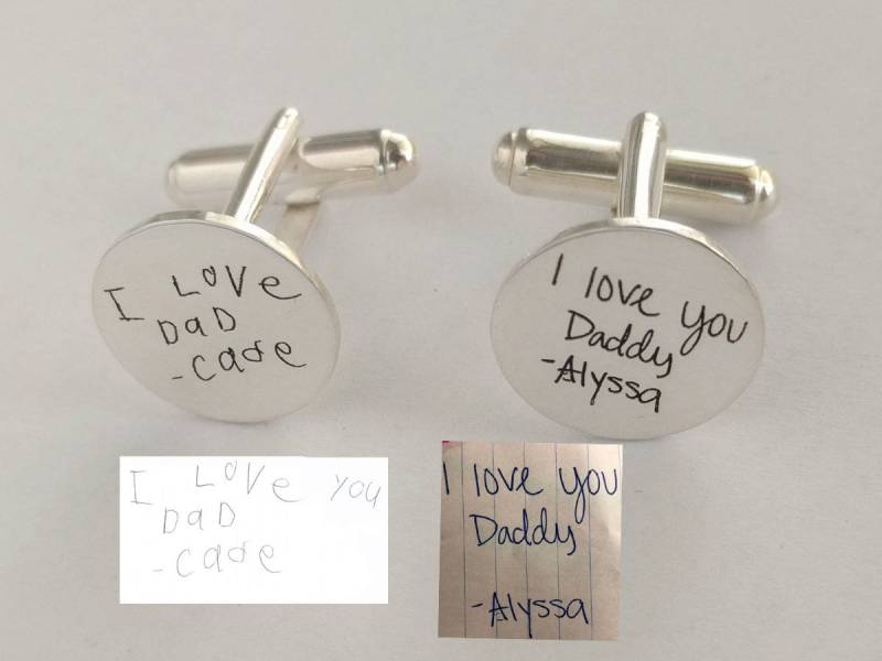 Benutzerdefinierte Manschettenknöpfe Für Papa, Hochzeit Manschettenknöpfe, Benutzerdefinierte Handschrift Signatur Personalisierte Handgeschriebene von InitialNecklaces