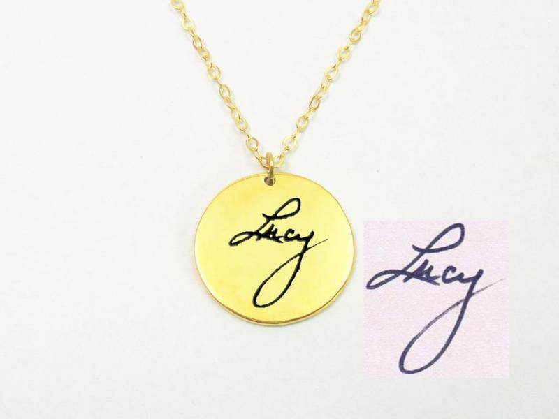 Handschrift Halskette, Handschriftliche Disc Gravur Signatur Benutzerdefinierte Signature Halskette Handschrift Halskette, Handschriftliche Disc Gravur Signatur Benutzerdefinierte Signature Halskette von InitialNecklaces