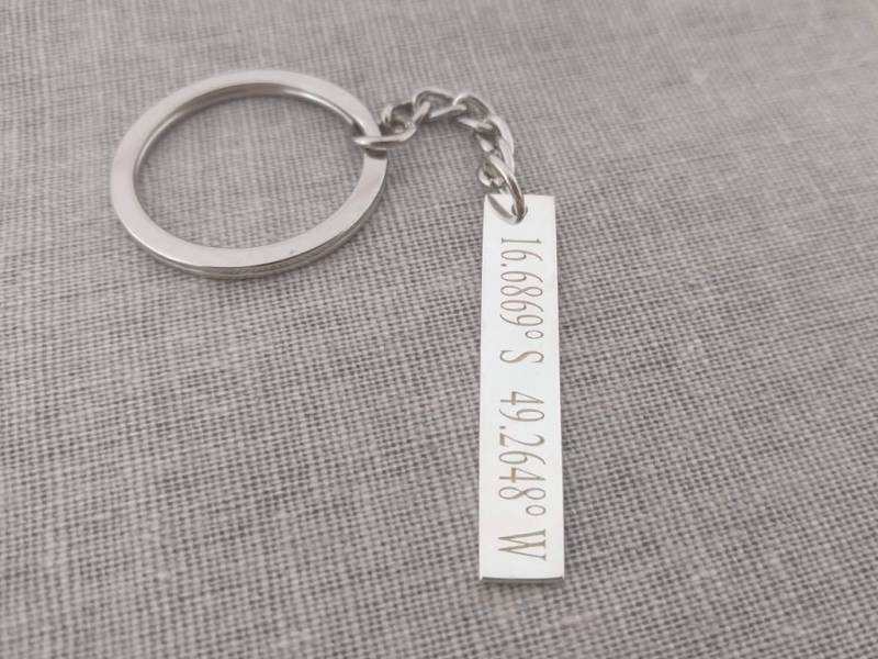 Personalisierte Breitengrad-Längengrad-Schlüsselbund, Gravierte Koordinaten Schlüsselbund, Breitengrad-Längengrad-Schlüsselring, Papa von InitialNecklaces