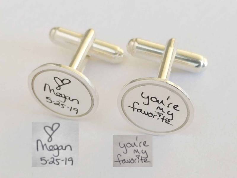 Silber Handschrift Manschettenknöpfe, Geschenk Zum Vatertag, Personalisierte Manschettenknöpfe Für Bräutigam, Hochzeit von InitialNecklaces