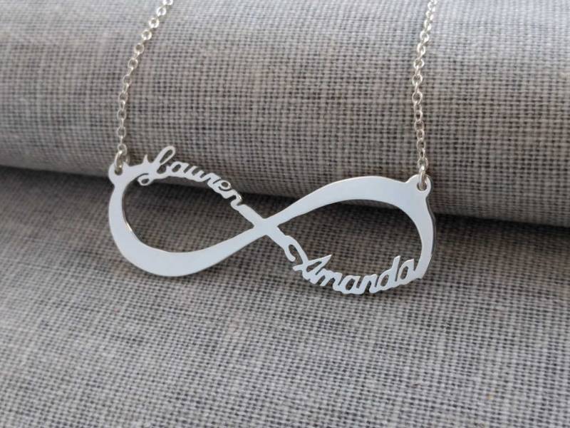 Unendlich Name Halskette, Silber Unendlichkeit Halskette, Unendlichkeit Doppel Symbol Halskette, Eternity Halskette, Paar Halskette von InitialNecklaces