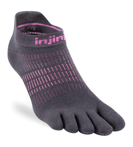 Injinji Damen Run Lightweight No-Show Toe Socks, Dunkelgrau, Medium-Large von Injinji