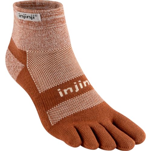 Injinji Herren Trail Midweight Mini Crew Zehensocken, Bark, Medium von Injinji