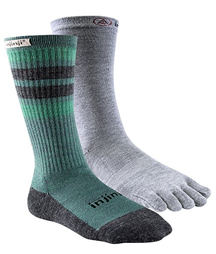 Injinji Liner + NuWool Hiker Crew Combo/Moss (Small/Medium) von Injinji