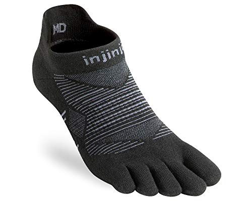 Injinji Run Lightweight No Show Teensokken Zwart Unisex von Injinji