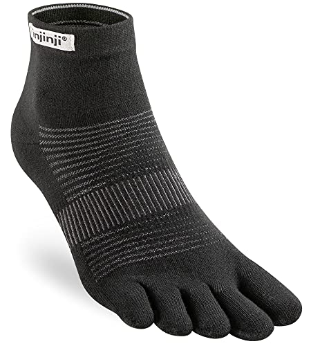 Injinji Run Original Weight Mini Crew Socken, black, L von Injinji