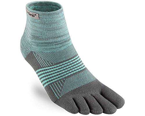 Injinji Trail Midweight Mini Crew Socken Damen grün/grau Schuhgröße M/L | EU 40,5-44,5+ 2021 Laufsocken von Injinji