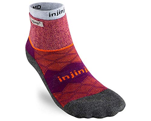 Injinji Damen Liner + Runner Mini-Crew Socken, cranberry, M-L von Injinji