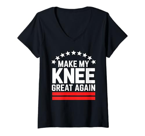 Damen Mach Mein Knie Wieder fit Erholungsmotivation T-Shirt mit V-Ausschnitt von Injury Recovery Humor Motivational Fun
