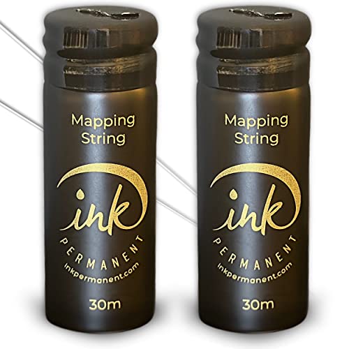 Ink Permanent Augenbrauen-Mapping-Garn, 2 Flaschen à 30 m – 60 m, Vorgefärbtes Kartiergarn für Permanentes Make-up und Microblading-Zubehör, Augenbrauen-Mapping-Set (Schwarz) von Ink Permanent