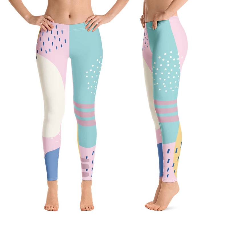 Fitness Leggings Im Memphis Style Farbenfrohe 90Er Jahre Yoga Hose Zum Annähen von InkTeaDesign