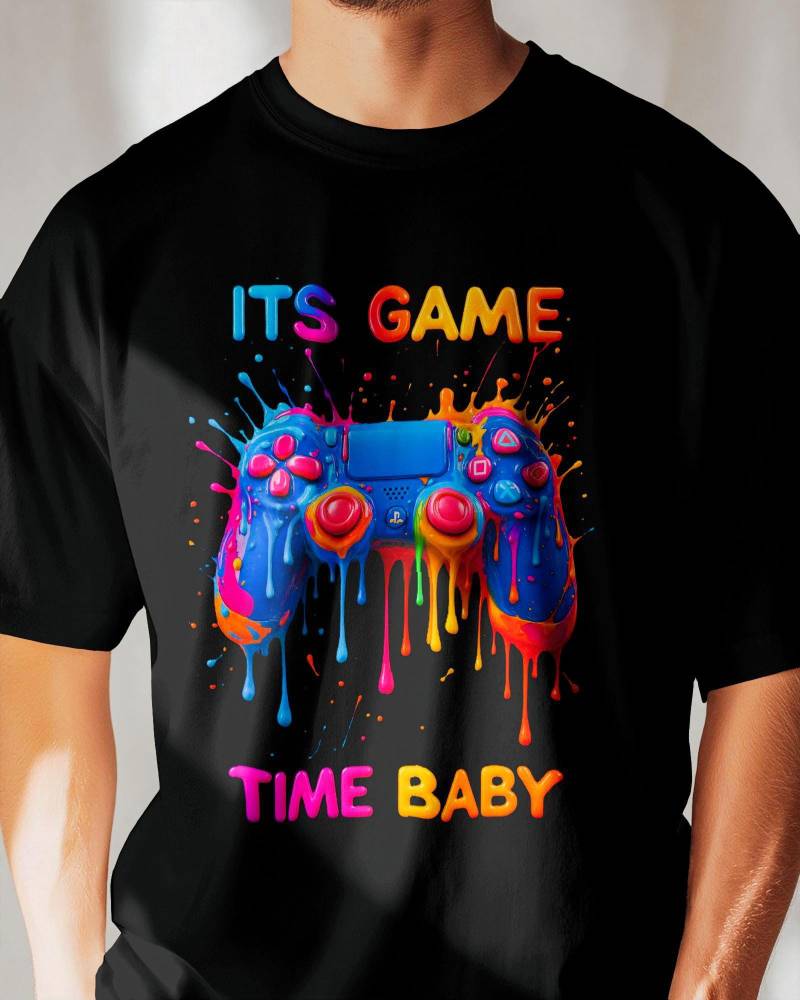 Neon Splash 3D Gamers "It's Game Time" T-Shirt Für Jugendliche Und Erwachsene | Unisex.kostenlose Lieferung von InkVibesStore