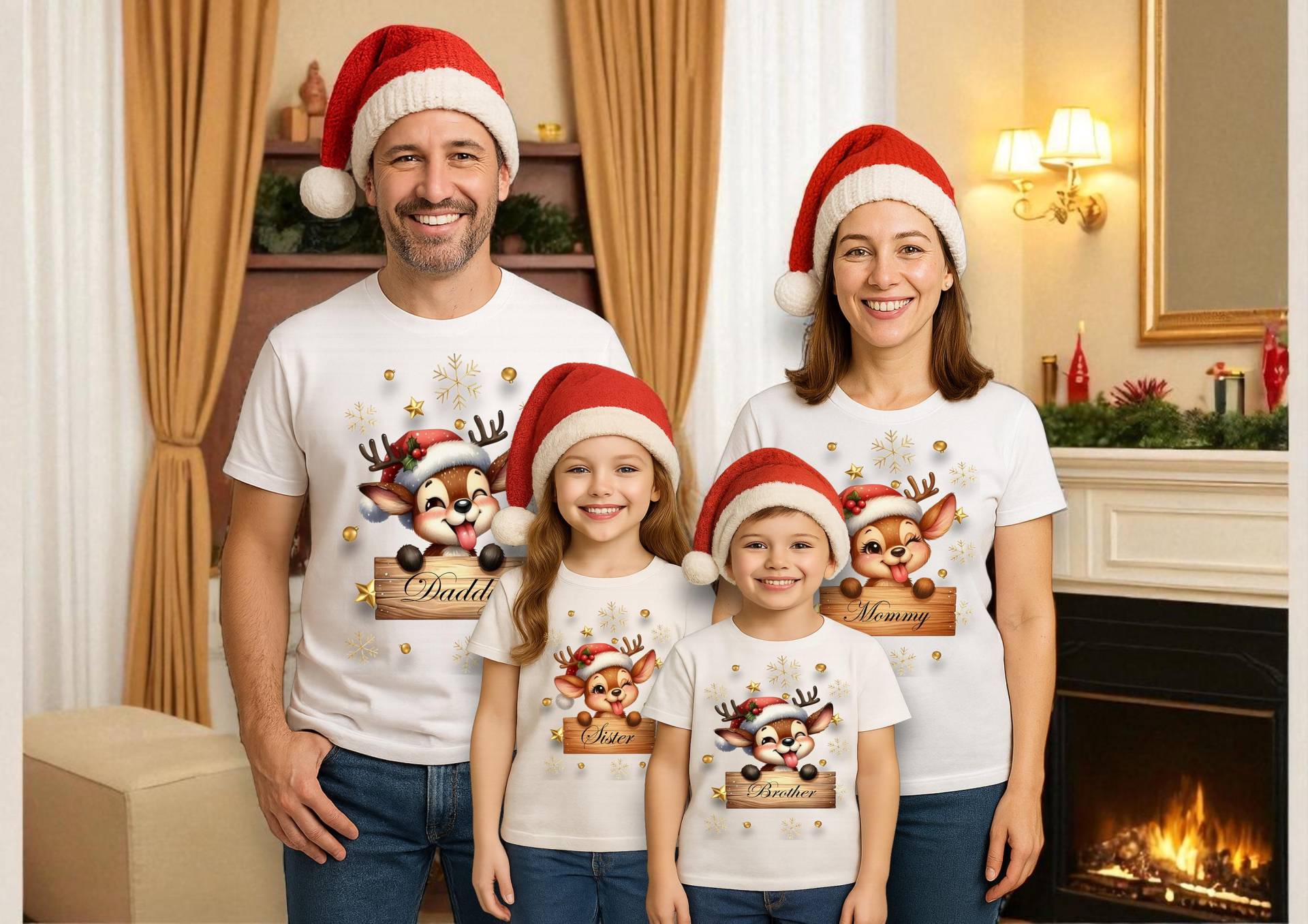 Personalisiertes Familien-Weihnachtsfest-Saison-T-Shirt. Kostenlose Lieferung von InkVibesStore